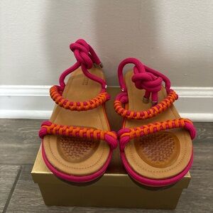 Pink and Orange Knotted Sandals
